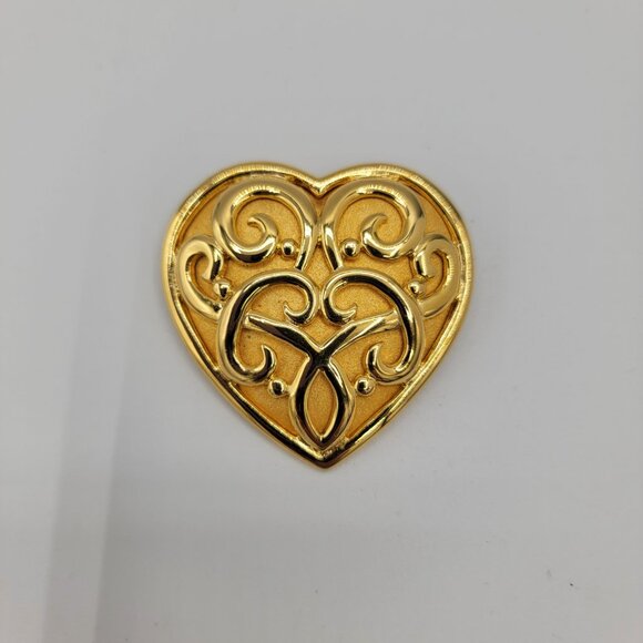 Heart Brooch Signed NJY - Picture 2 of 8